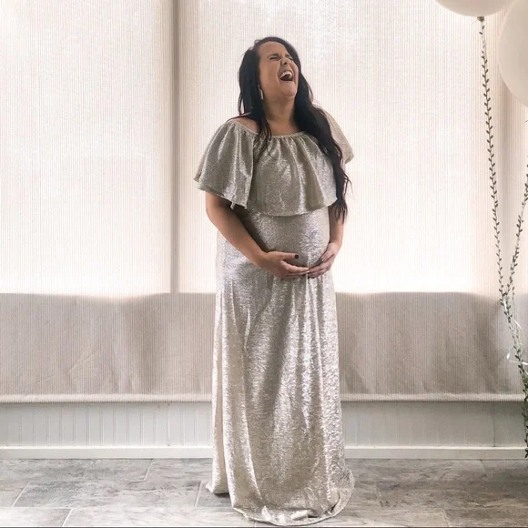 Pinkblush | Dresses | Gold Pink Blush Maternity Dress Great For Baby Shower  | Poshmark